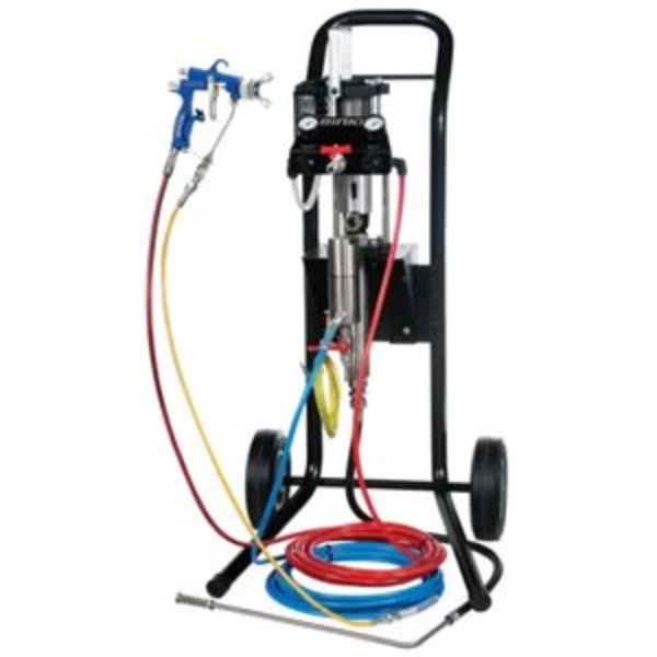 12:1, .5 GPM piston pump with PTFE packings, cart mount, w/Trophy 1600 AA/Airless Manual Spraygun
