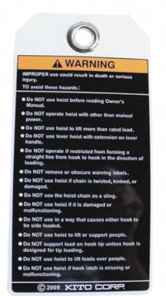 Levman Hoist Warning Tag