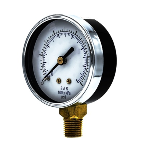 Gauge, 0-100 psig, 2 dial, 1/4 btm