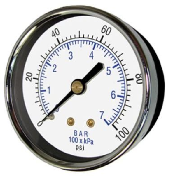 Gauge, 0-160 psig, 2 In Dial 1/4 bck, 20 YB4P 02B 160#&BAR/KPA