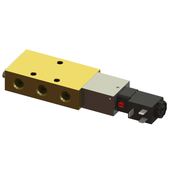 4-Way Spring Return Solenoid Valve, 1/4in NPT, 24VDC Din Connector