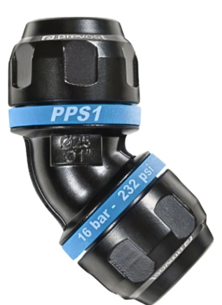 25mm 45 Deg.  Union Elbow