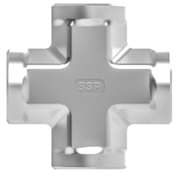 3/4 NPT(F) Pipe Cross, HP Stainless