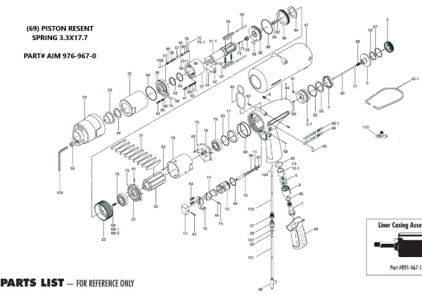 Piston Reset Spring  3.3 x 17.7