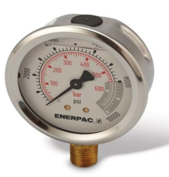 Hydraulic Pressure Gauge, 2.50 in Face, Lower Mount, Glycerine Filled, 10000 Maximum psi