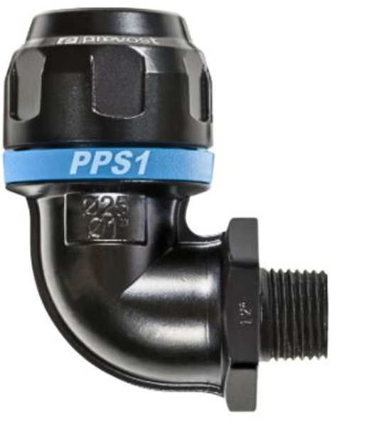 Connector, 25mm to 1/2in mnpt, 90 deg