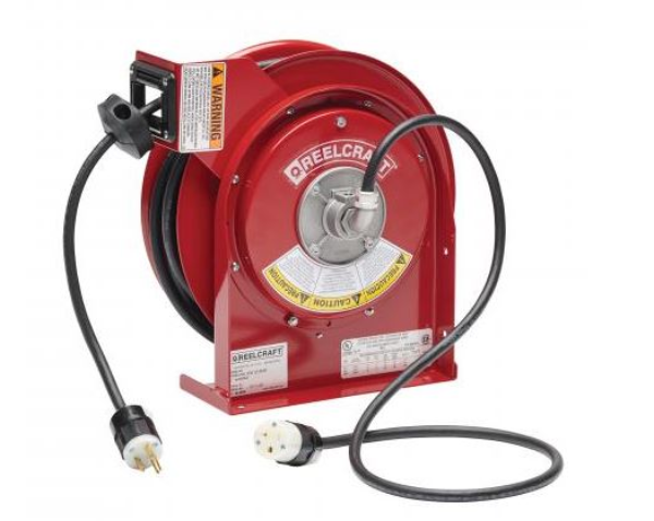12/3 45FT REVERSE POWER CORD REEL, 20 AMP