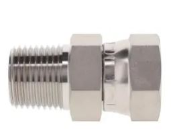 3/8 NPTF(M) x 1/4 NPSM(F) Swivel Adapter, Stainless Steel