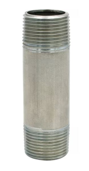 1 x 2 Inch Long Nipple, 304SS Schd40