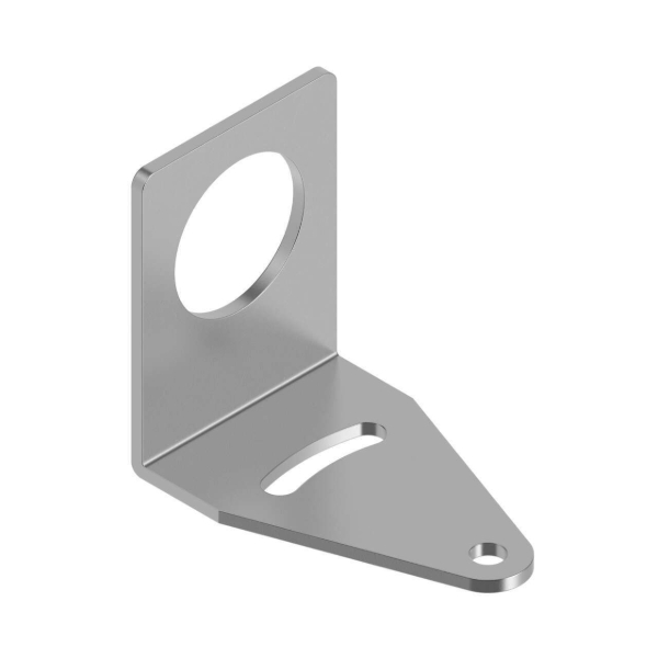 Bracket: Right Angle Mounting; 12 Gauge Stainless Steel; Curved mounting slot
