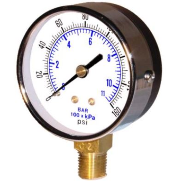 Gauge, 0-160 psig, Bottom Mounted