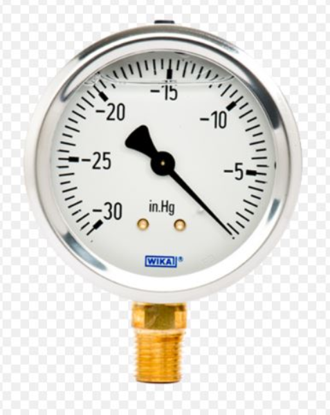 Gauge, 0-30 psig, 1/4in Bottom, Liquid