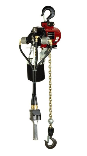 HOIST, AIR 1 TON, ARO SERIES, 40' LIFT, 36' DROP, STEEL CHAIN CONTAINER