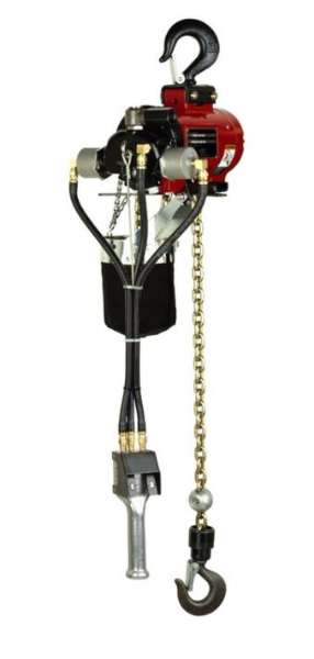 HOIST, AIR 2 TON, ARO SERIES, STEEL HOOKS, 10' LIFT, 6' DROP, FABRIC CHAIN CONTAINER