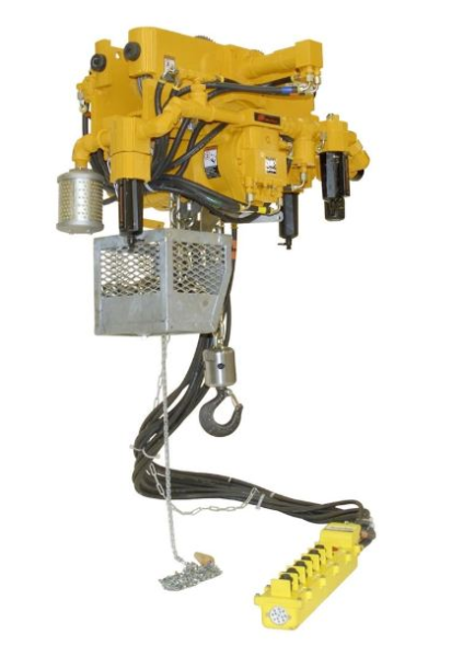 3 Ton Air Hoist, 15ft Lift & 7.5ft Drop, Chain Container, Fabric