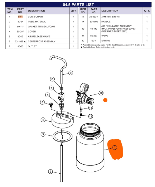 2 Quart Pressure Cup Assembly, Pkgd