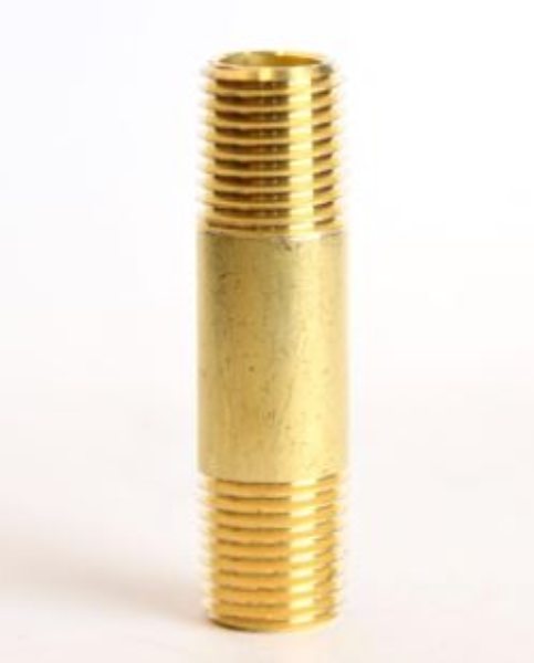 1/4 x 2 Nipple, Yellow Brass