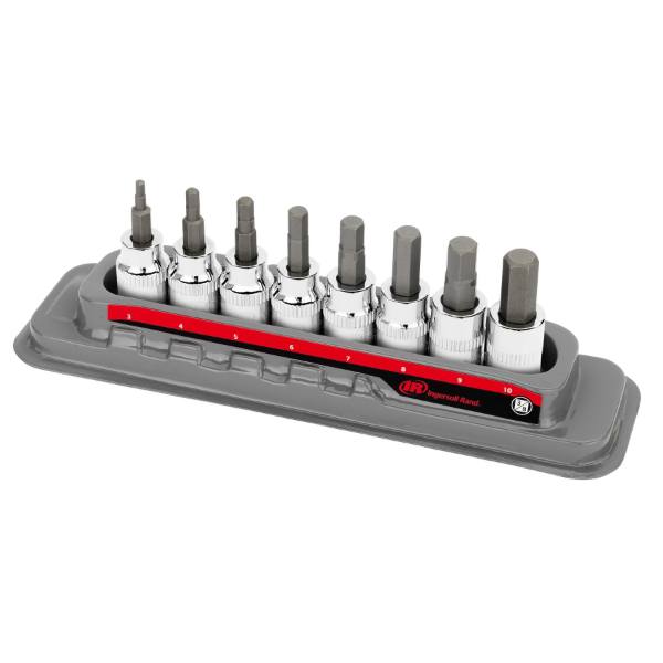 8PC 3/8" DR MM HEX BIT SOCKET SET(IR)
