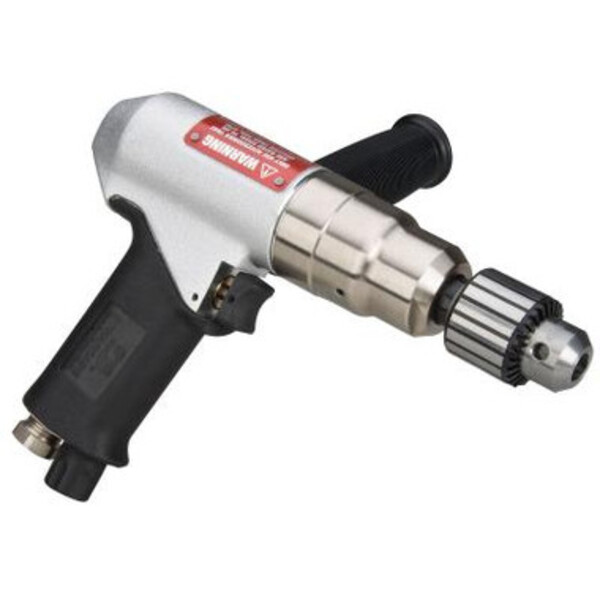 3/8in Drill .7 hp, 1, 800 RPM, Pistol-Grip, Geared, Rear Exhaust, Keyed Jacobs Chuck