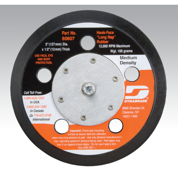 5in (127 mm) Dia. Vacuum Disc Pad, Hook-Face, Long Nap