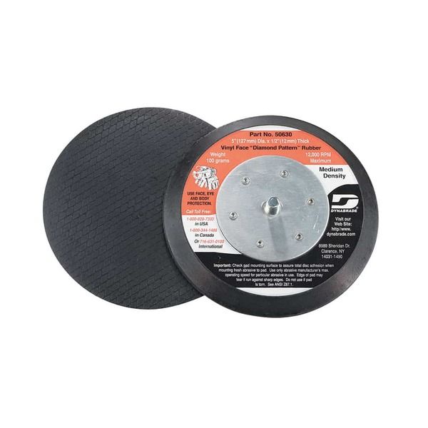 5in Dia. Non-Vacuum Disc Pad, Rubber-Face 1/2in Thickness Med. Duty 5/16in -24 Male Thread