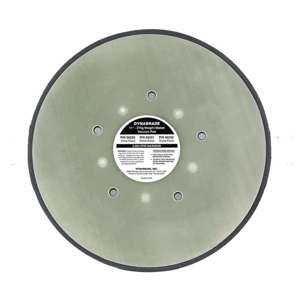 11 In Non-Vacuum/Vacuum Disc Pad, Hook-Face Short Nap, 1/2 In Thickness, Foam, Medium Density